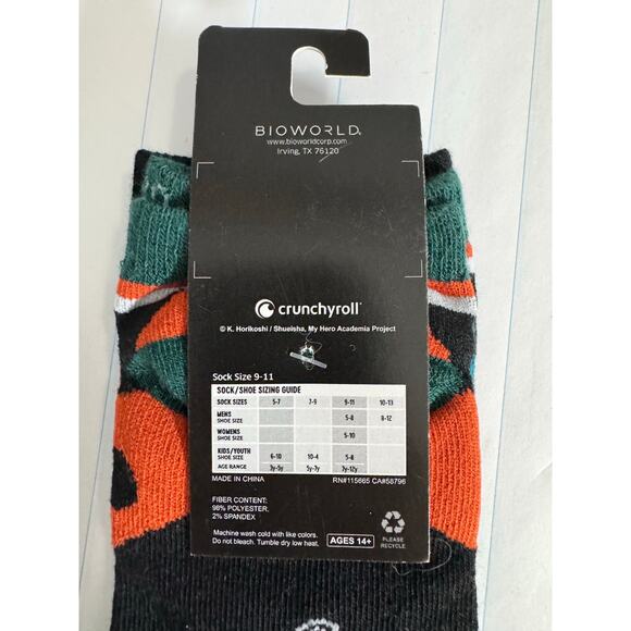 BIOWORLD My Hero Academia Ankle Socks NWT 2 Pair Fits Shoe Size 5-10 - Picture 3 of 3